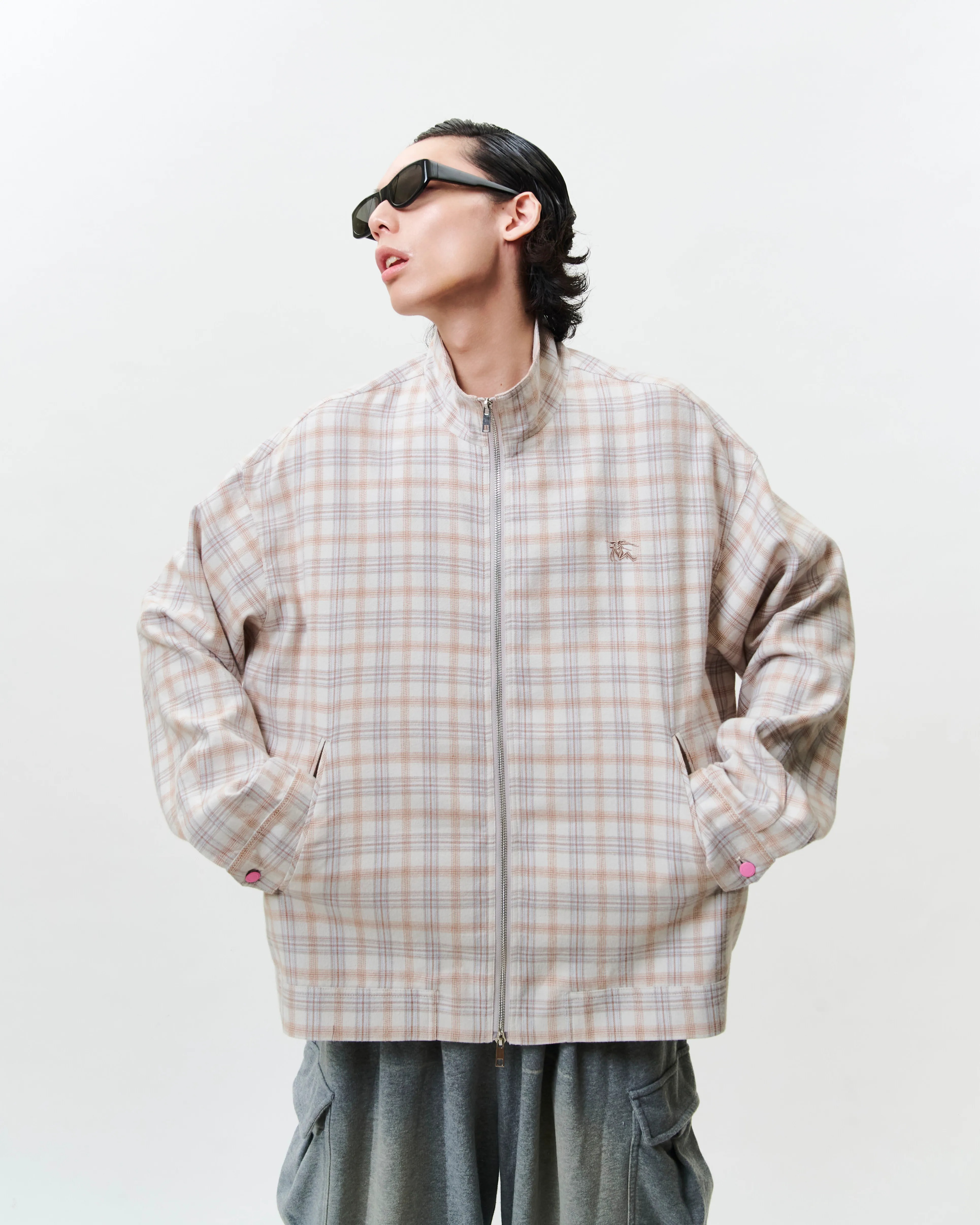 WTNC｜Plaid Track Jacket (White)