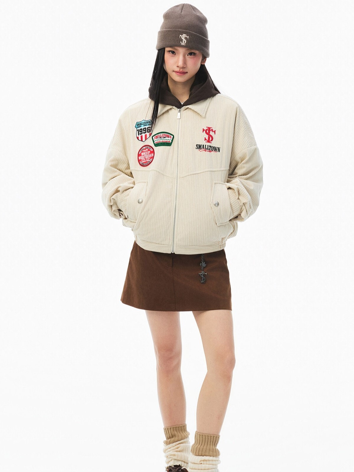STK SmallTownKid 賽車徽章 美式復古 燈芯絨 夾克外套