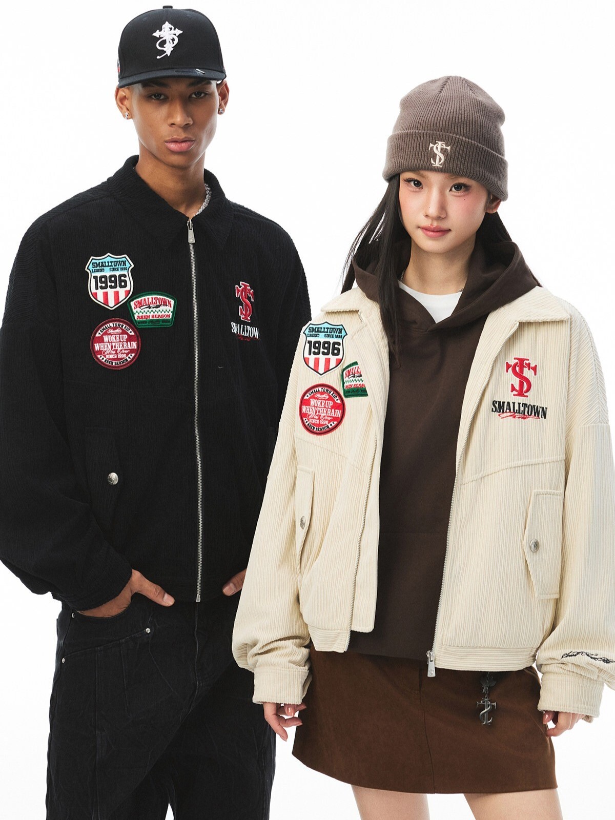 STK SmallTownKid 賽車徽章 美式復古 燈芯絨 夾克外套