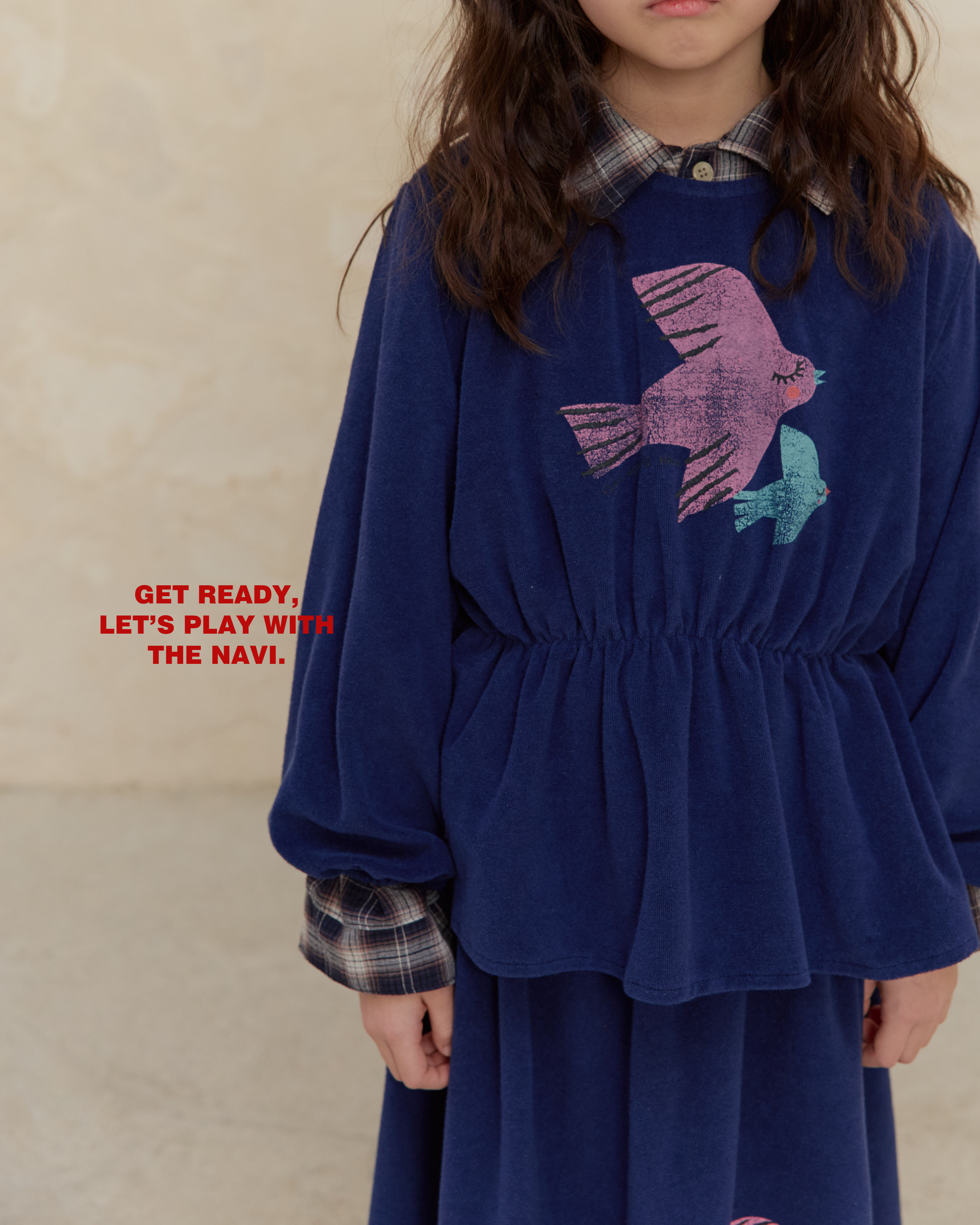 輕羽飛鳥縮腰荷葉上衣