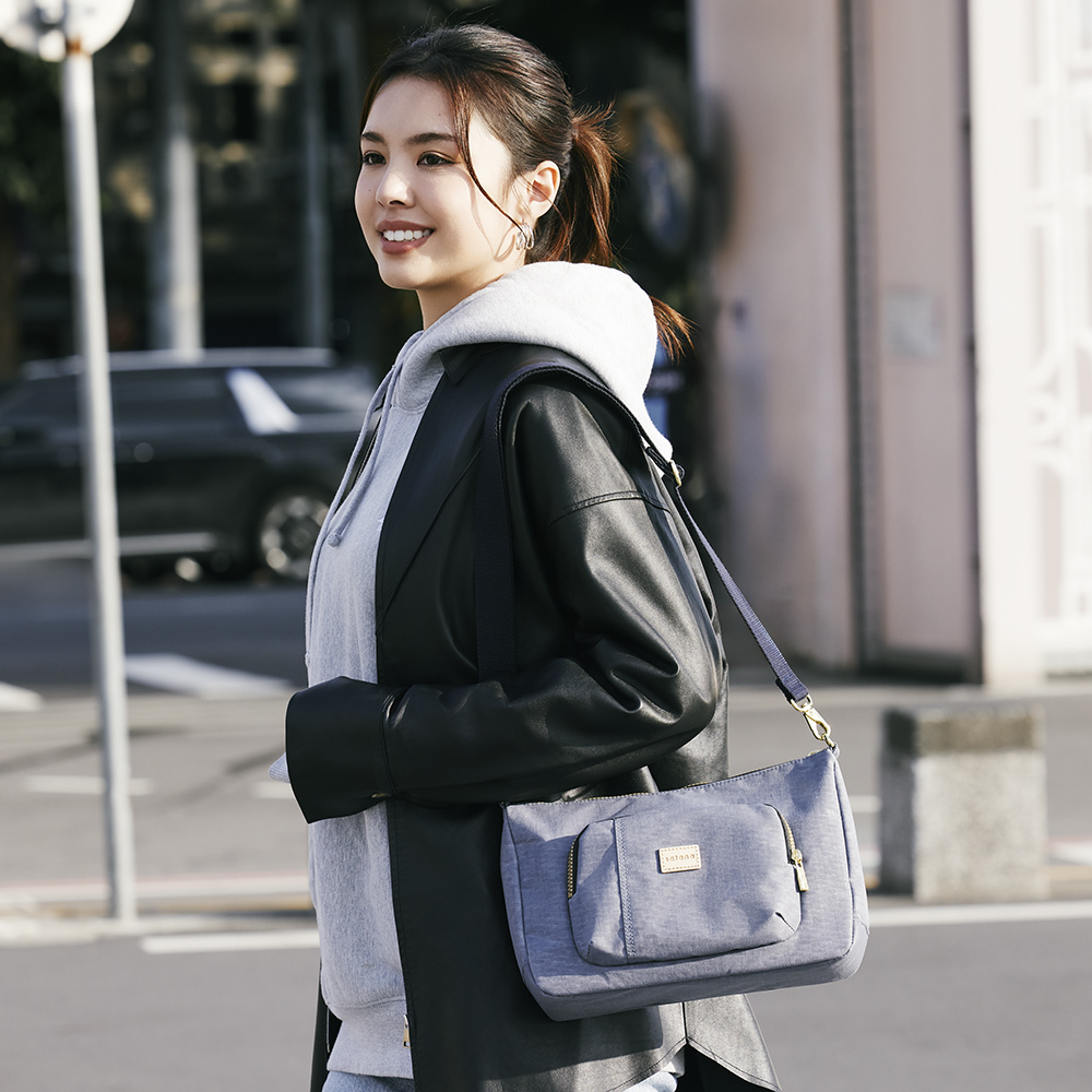 Soldier 三層拉鍊斜背包-靜謐灰