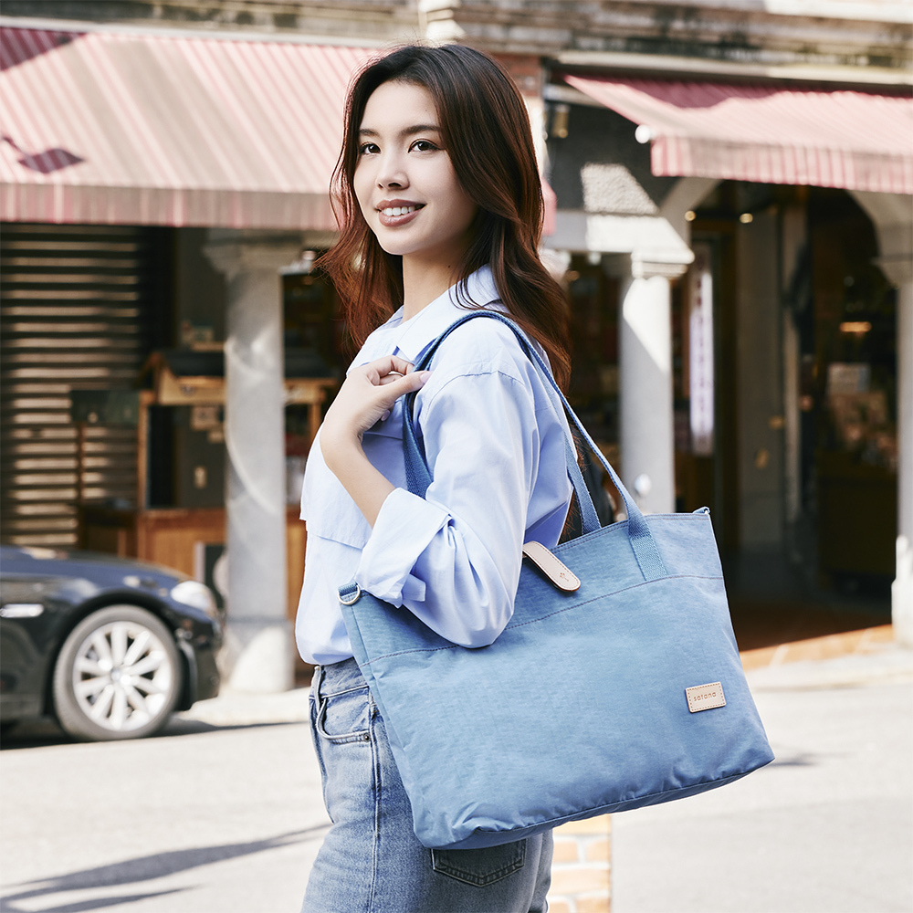 Soldier 真皮磁扣托特包-雲煙藍