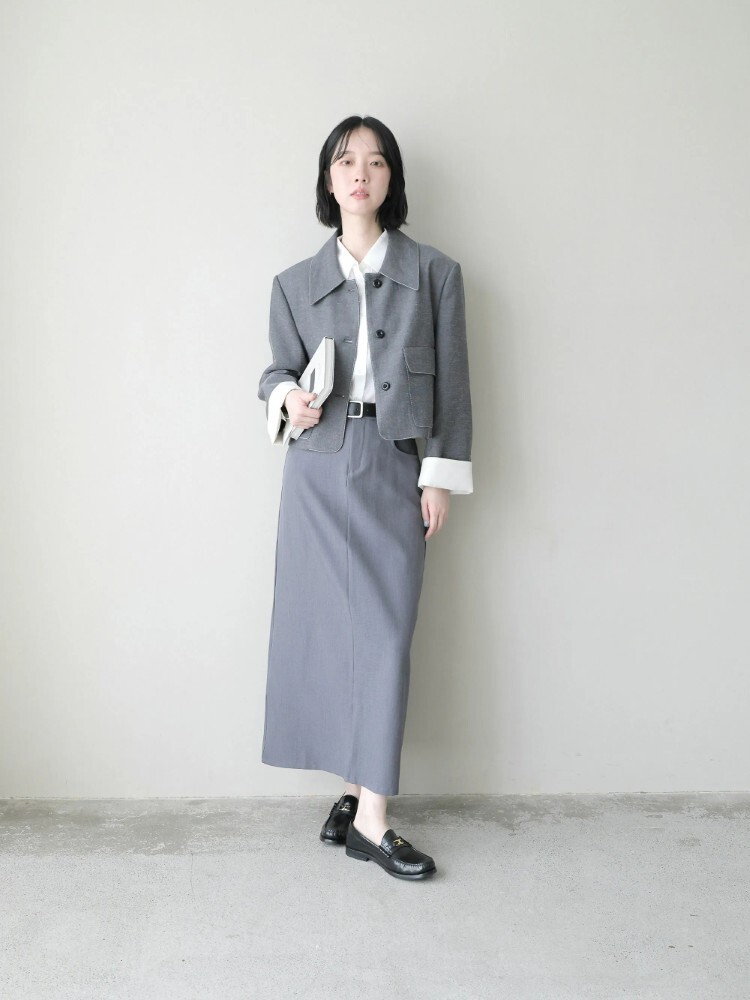 拼色翻袖西裝外套