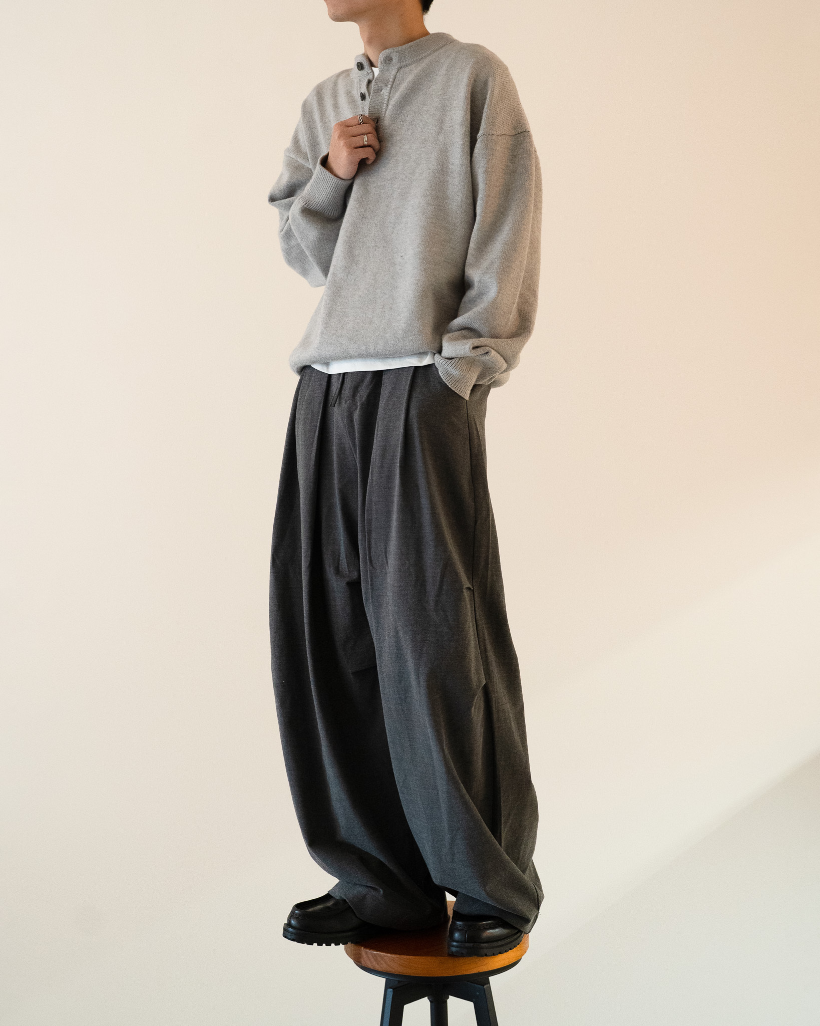 OurPick Boxy Henry Collar Sweater 寬短亨利領毛衣 2色