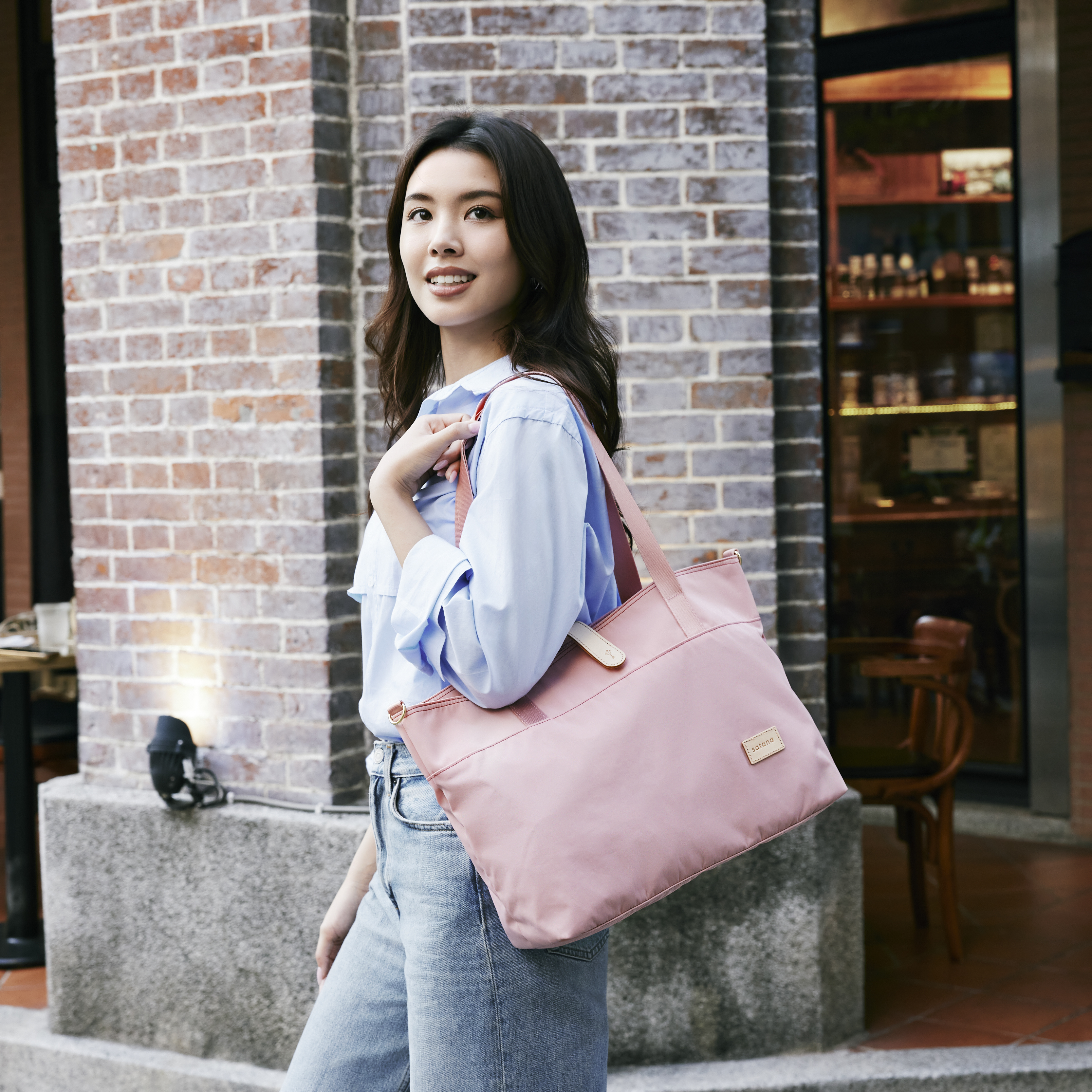 Soldier 真皮磁扣托特包-霧櫻粉