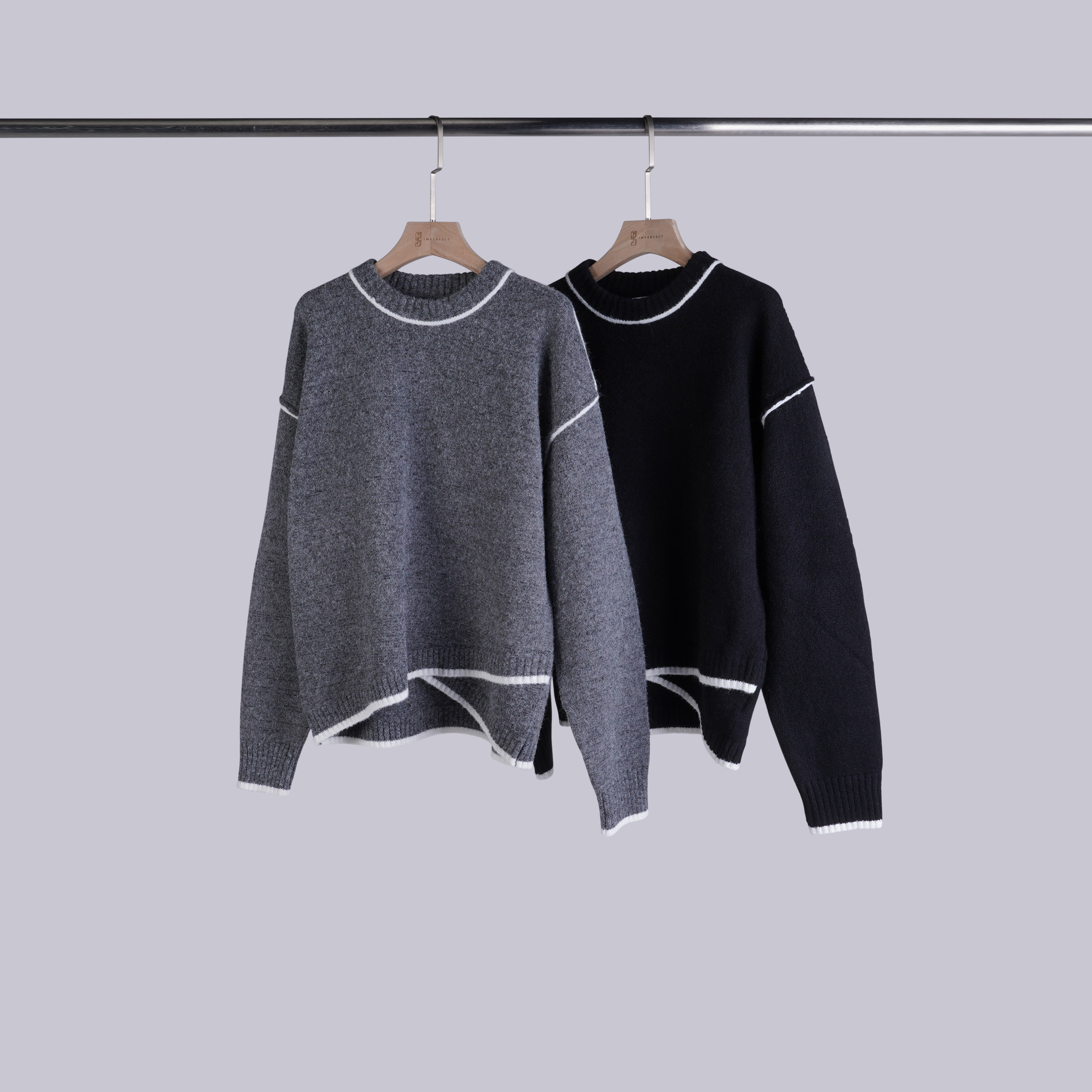 設計感不規則拼接撞色毛衣 | 2色