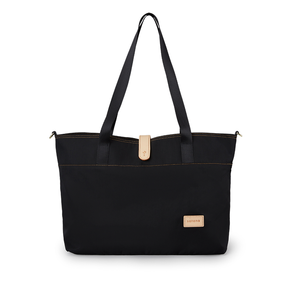 Soldier 真皮磁扣托特包-亮黑色