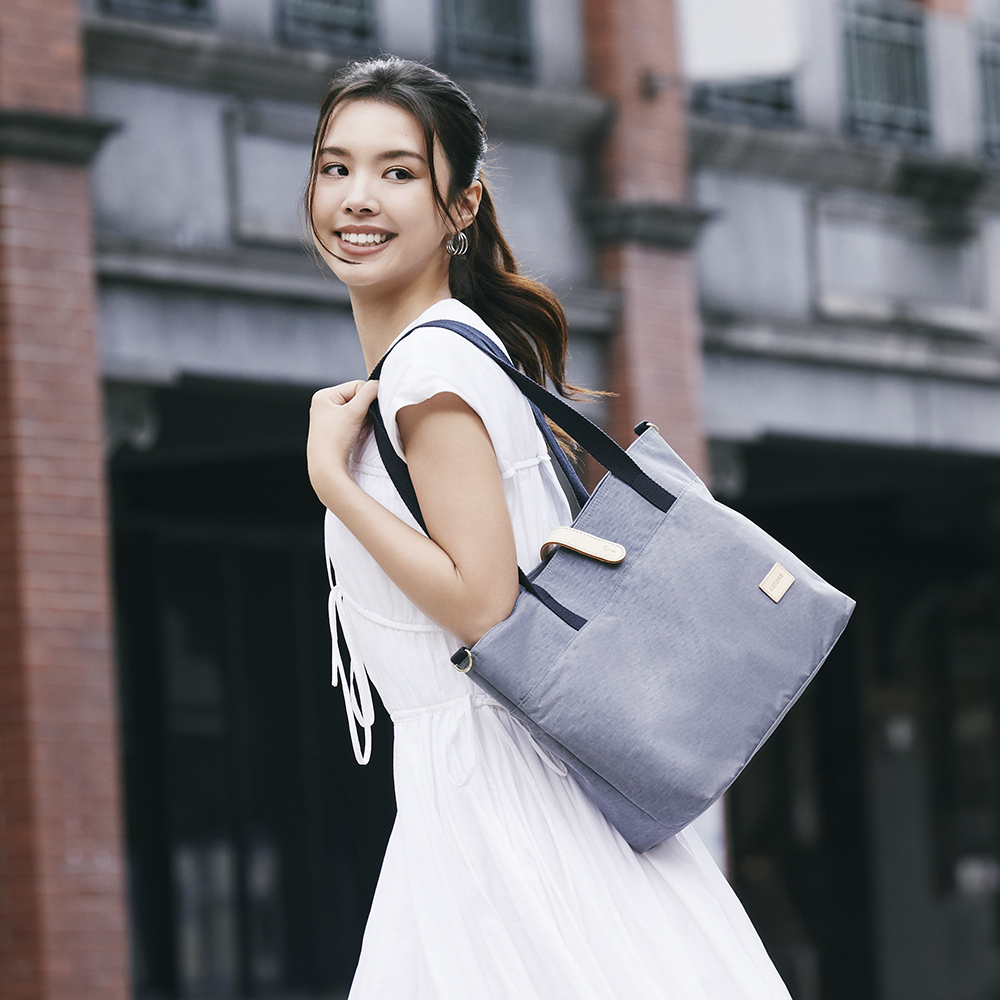 Soldier 真皮磁扣托特包-靜謐灰