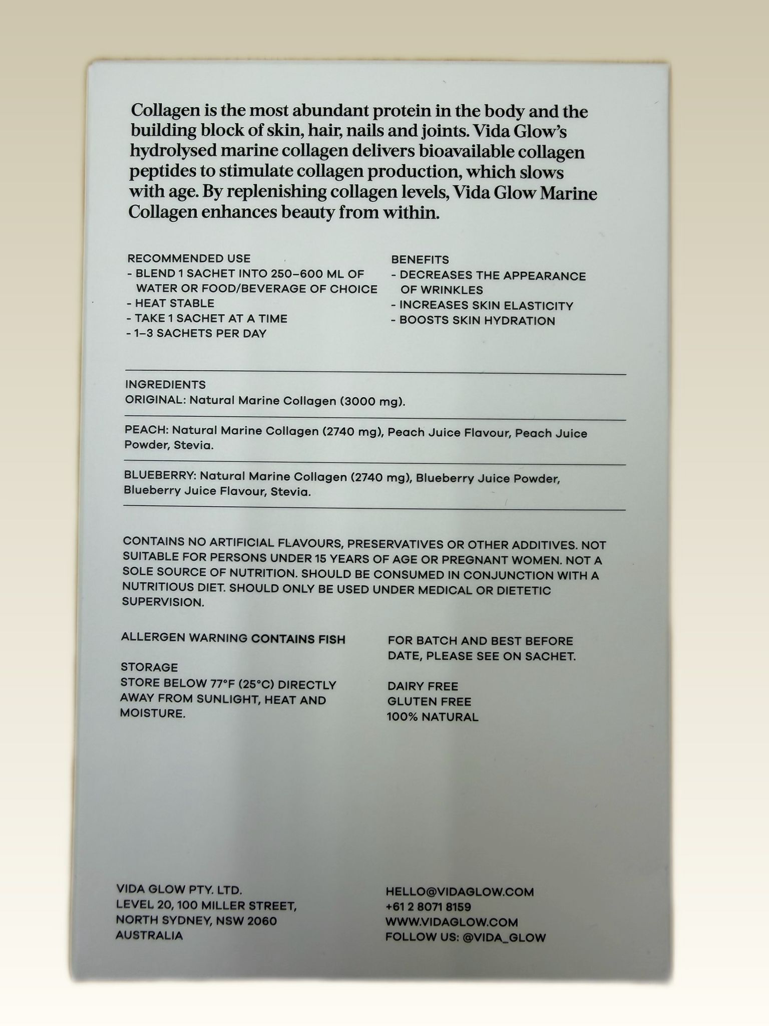 VIDA GLOW 海洋膠原蛋白粉混合試用裝 Originalx2 Peachx2 Blueberryx2