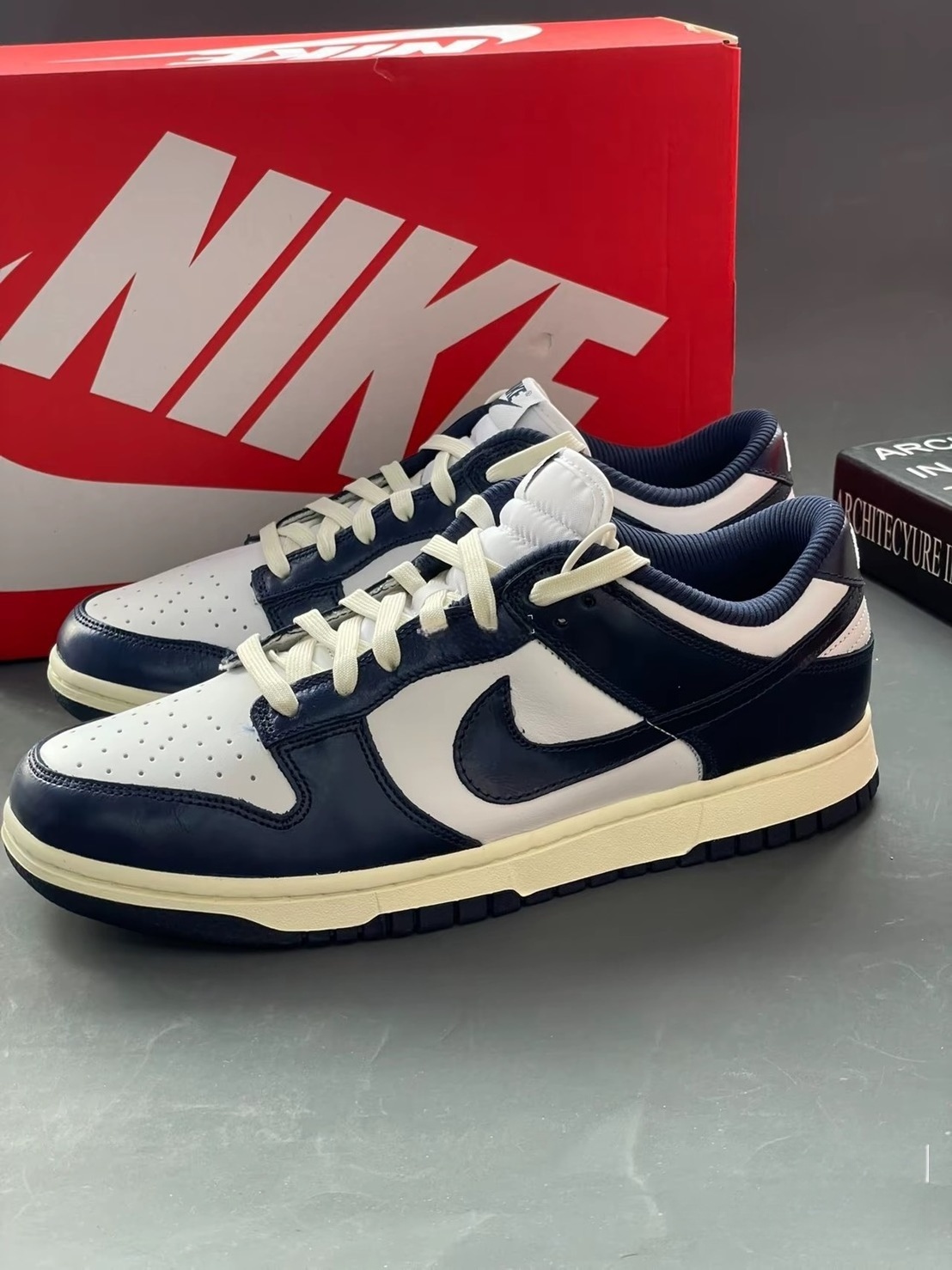NIKE DUNK VINTAGE NAVY 仿舊 奶油 海軍藍 金屬色 復古 FN7197-100