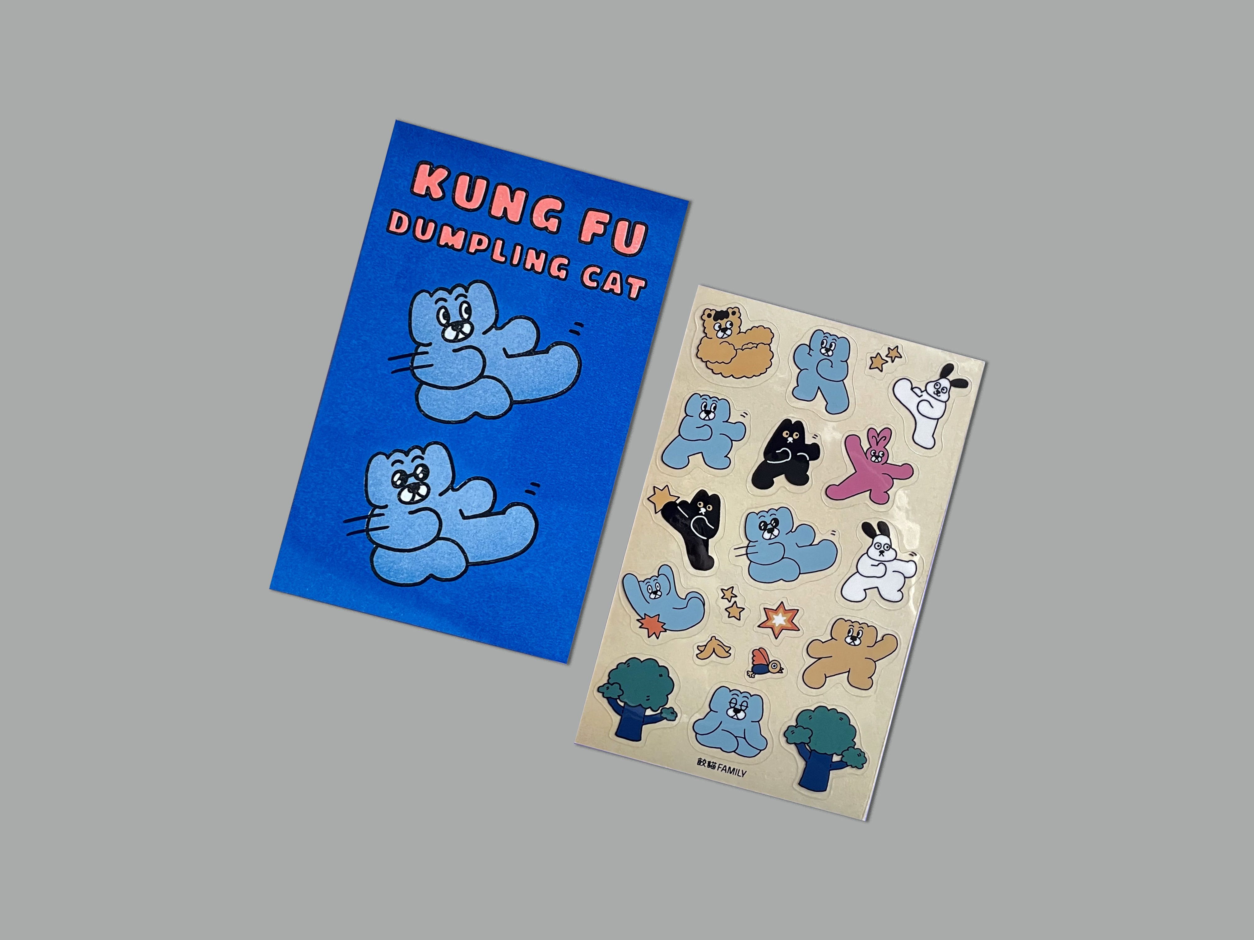 功夫餃貓大卡片貼紙組