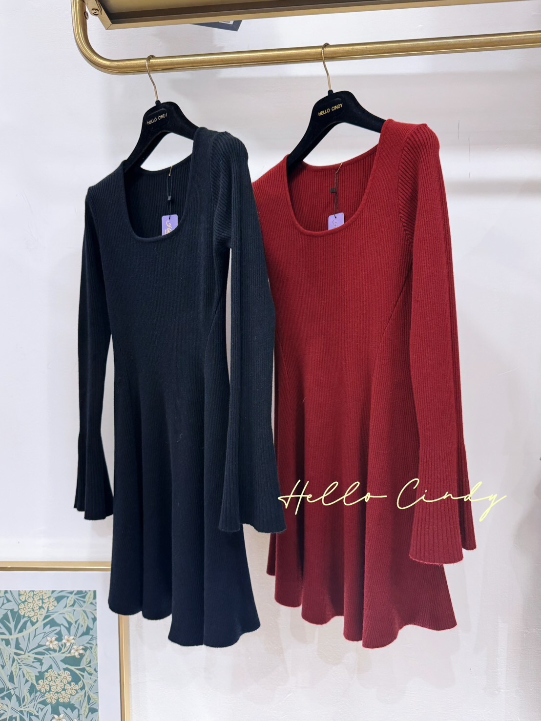 B01052 優雅大U針織短洋裝