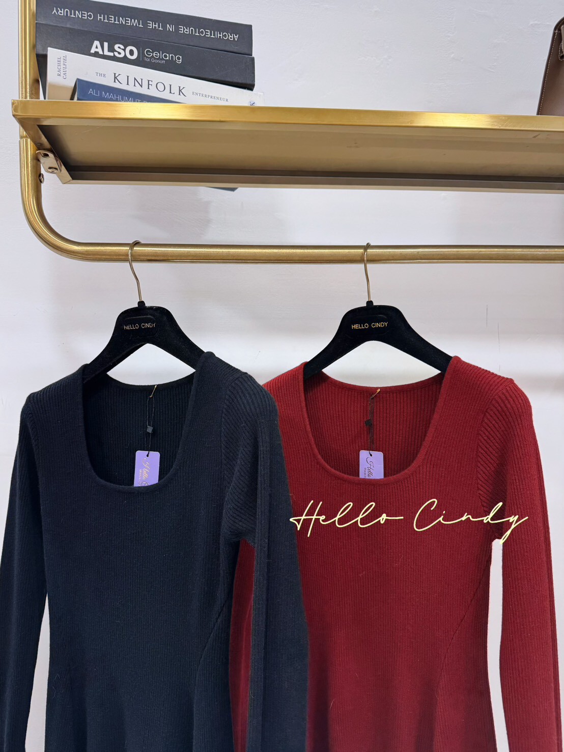 B01052 優雅大U針織短洋裝