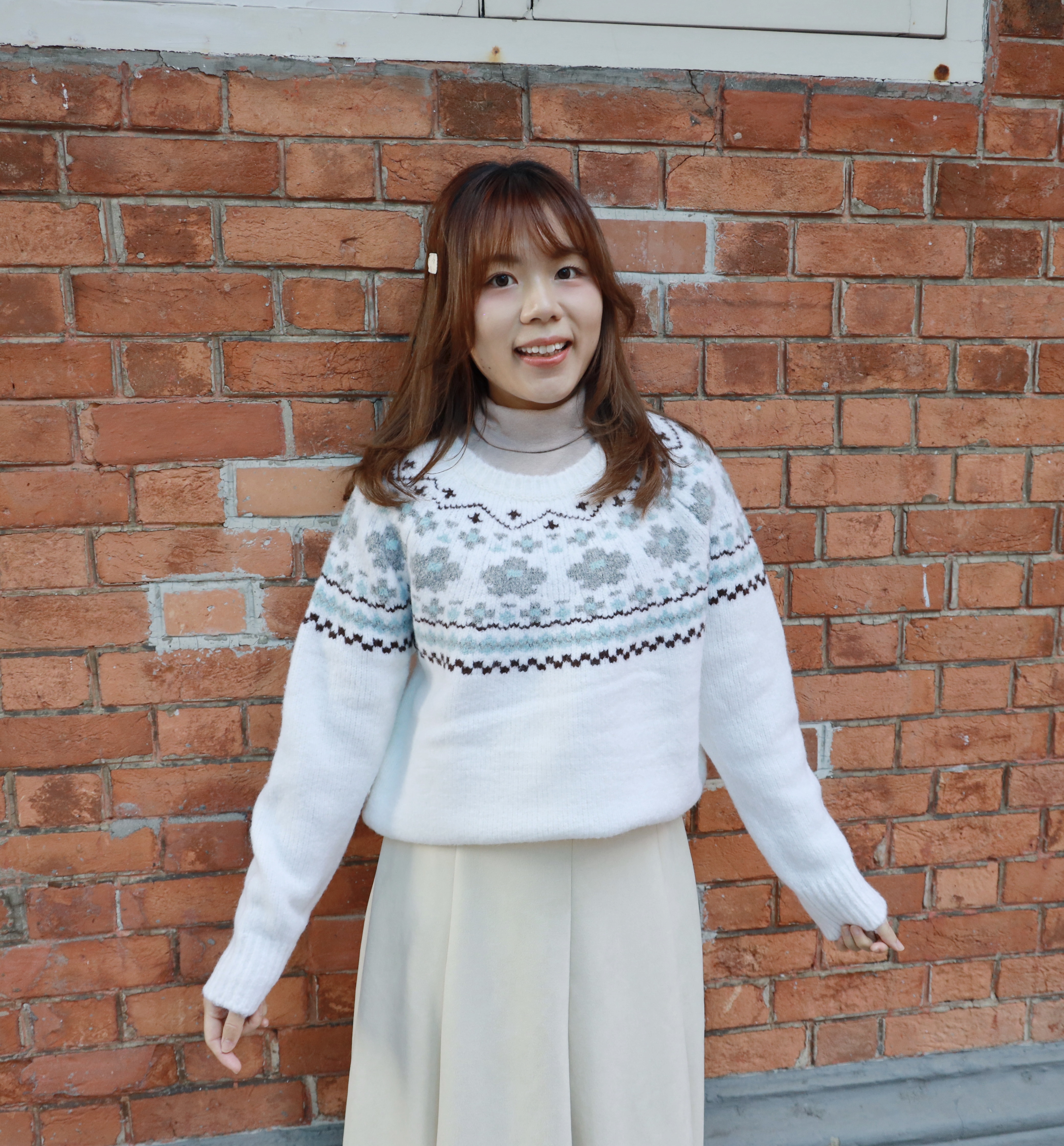 ||TOP607|| 北歐雪霧花紋針織上衣