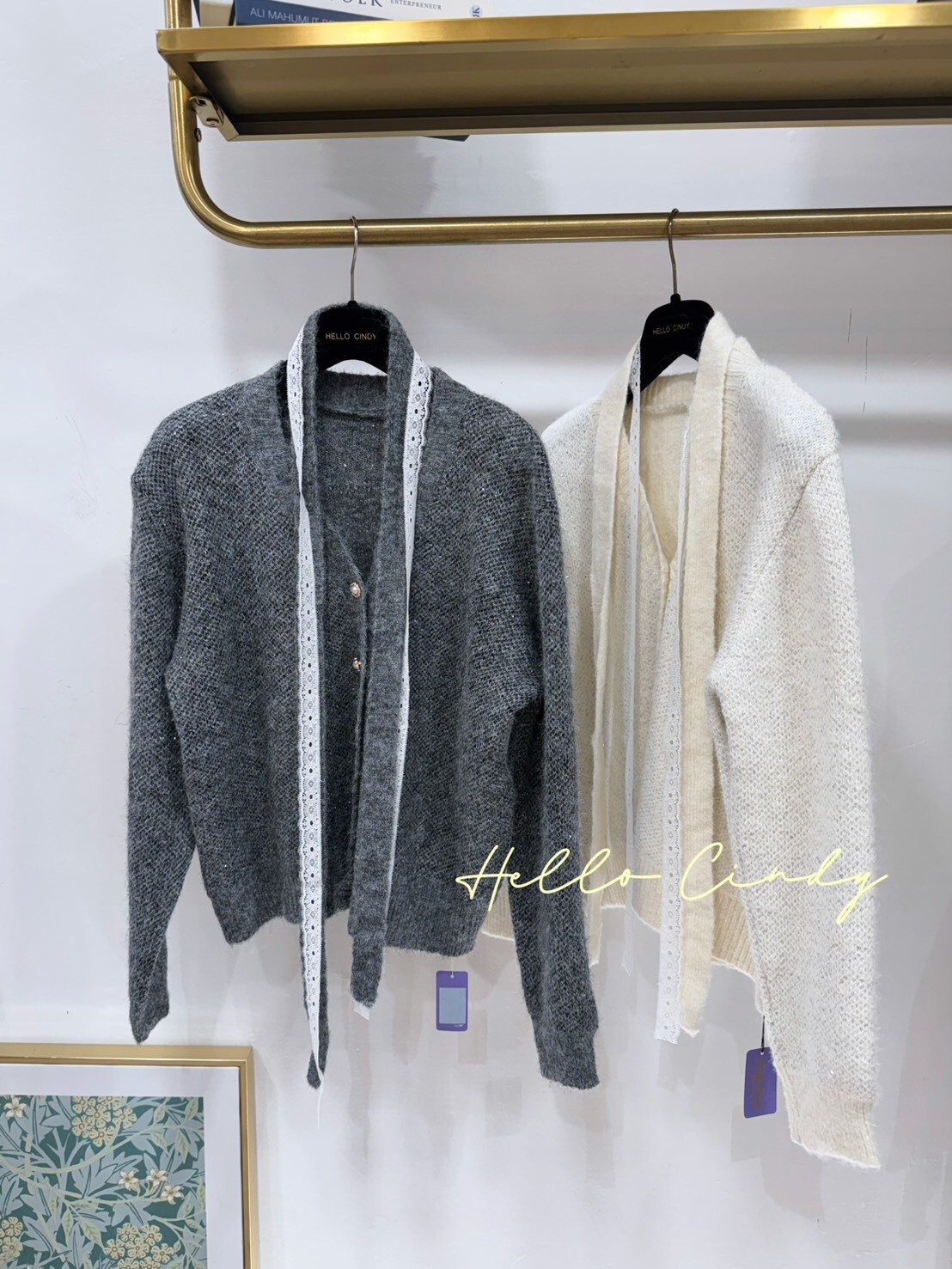 B01065 千金名媛感珍珠釦亮片針織小外套