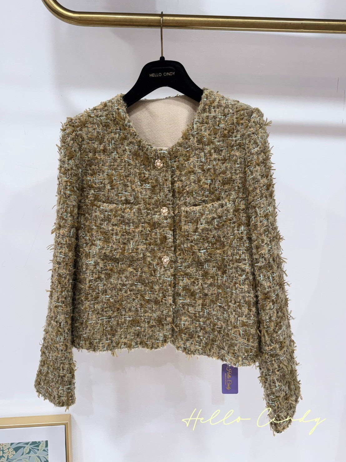 B01055 Cindy自留的超美小香混色毛呢外套