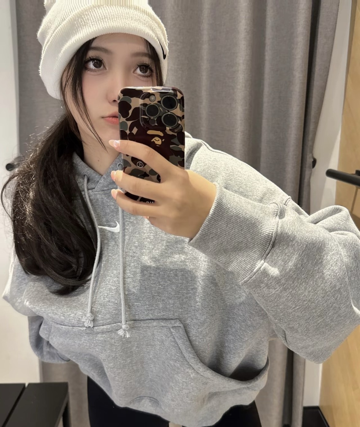 【預購】Nike Fleece 帽t 連帽 灰色 寬鬆 女款 DQ5859-063