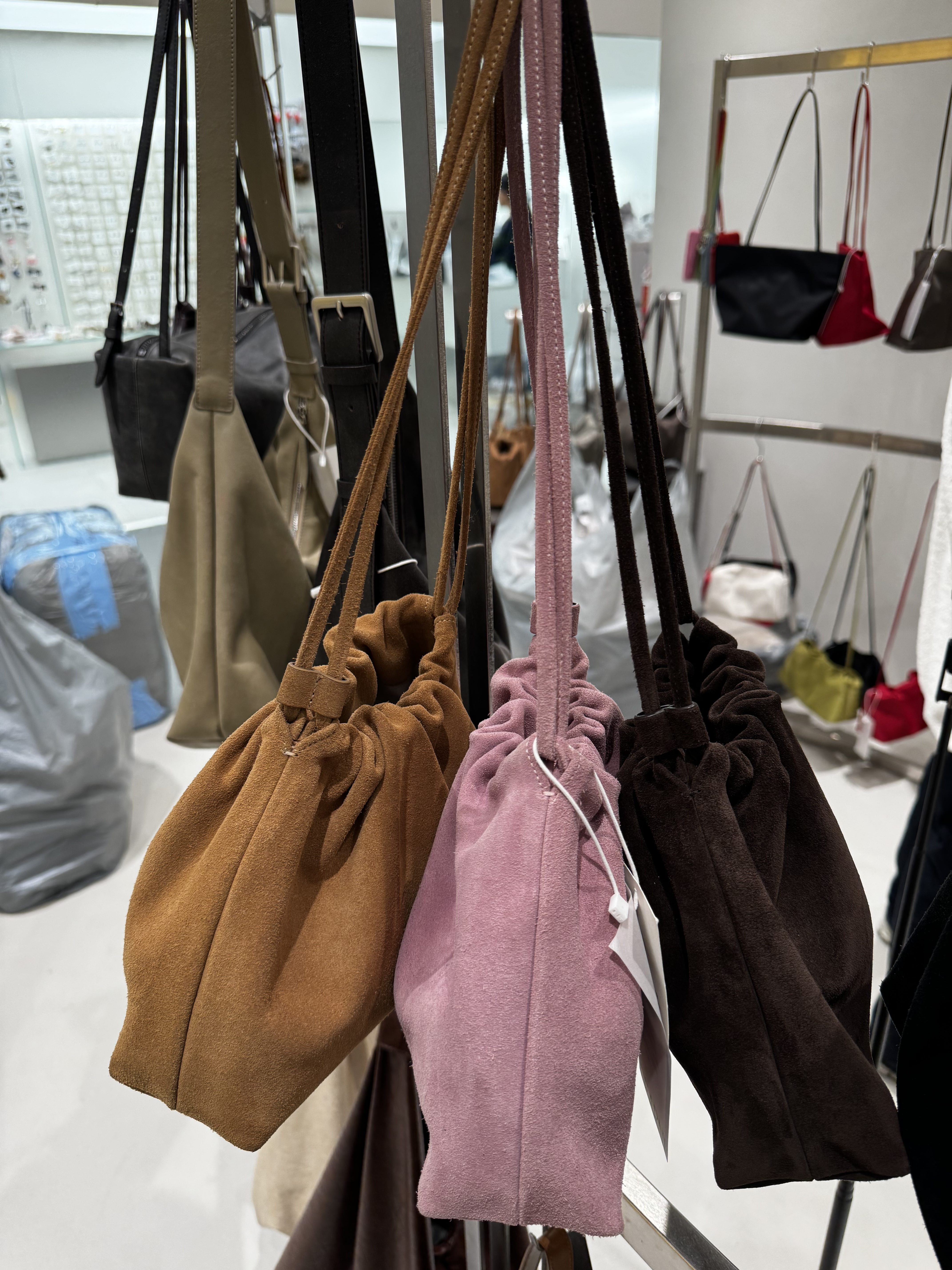 A1DE05 索帶猄皮包 *3色 粉/啡/焦糖