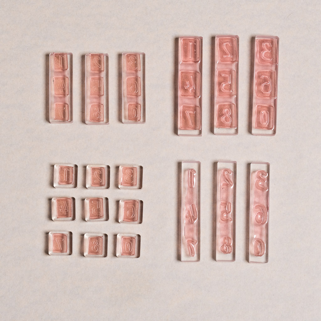 手繪半立體結構數字 自然斑剝 膠版印章 /一分之一工作室/臺灣