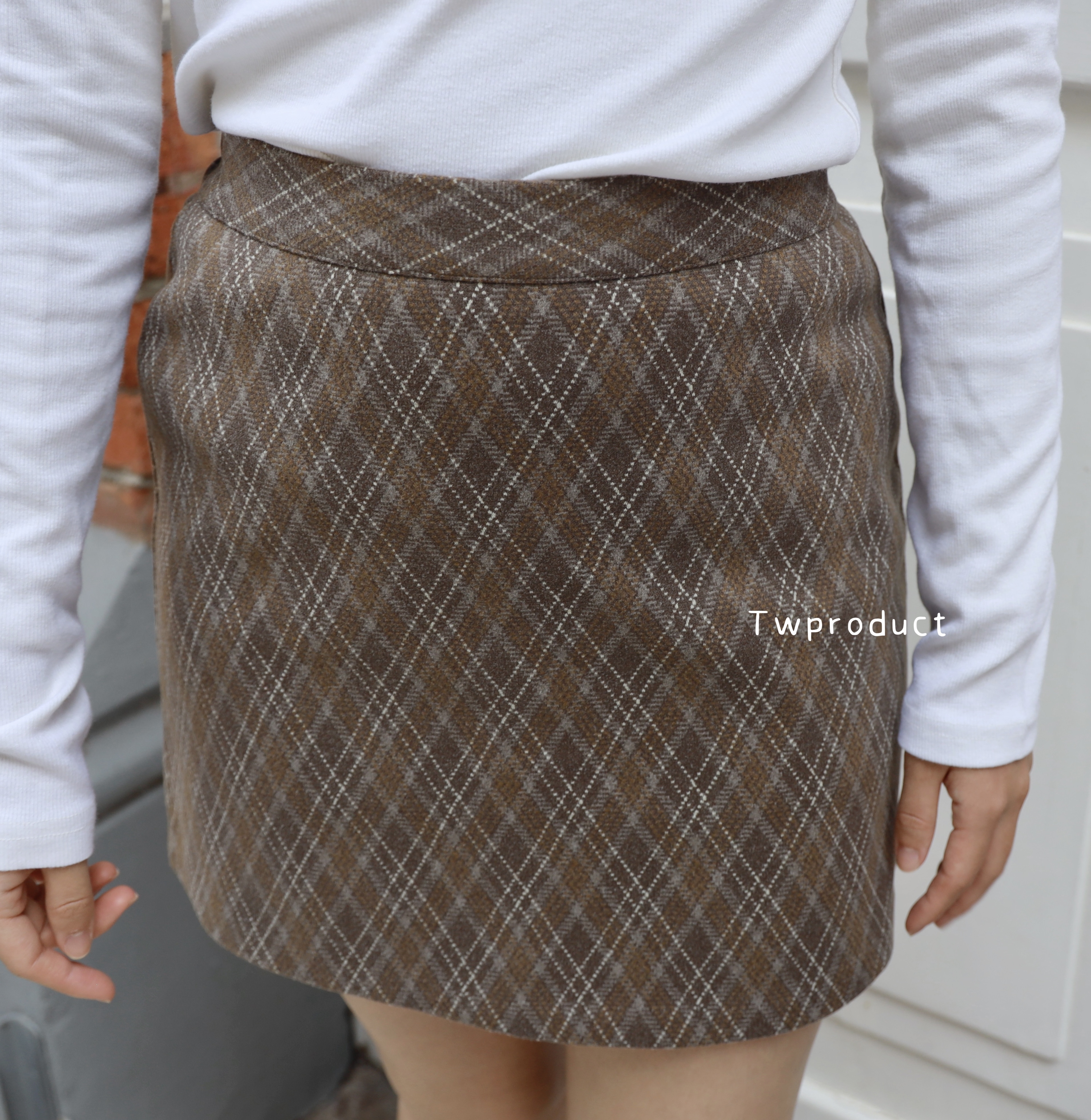 ||SK303|| 焦糖菱格紋復古風短裙