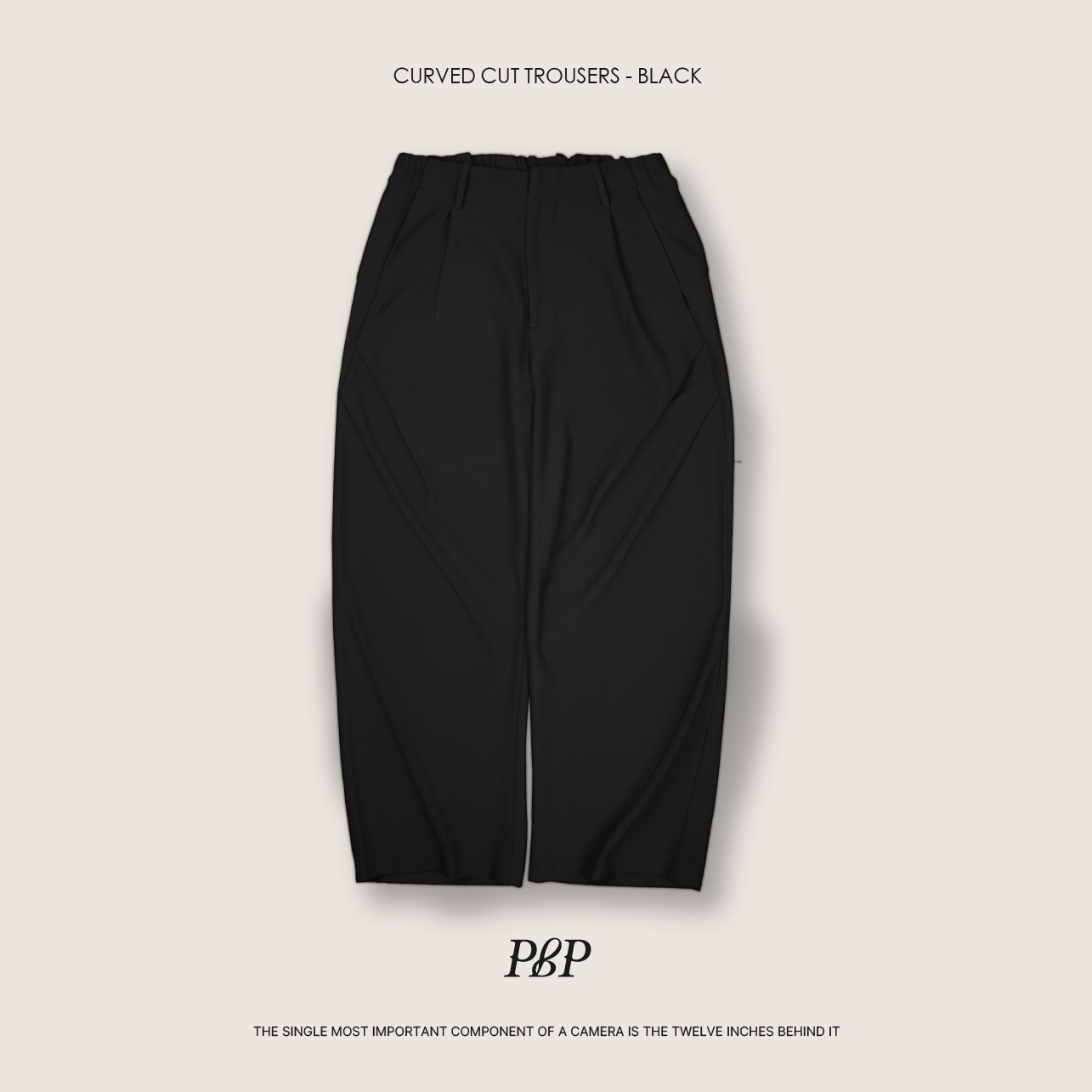 P.B.P - CURVED CUT TROUSERS  - BLACK