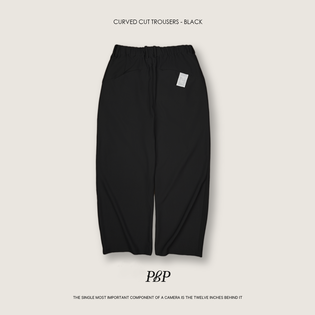 P.B.P - CURVED CUT TROUSERS  - BLACK