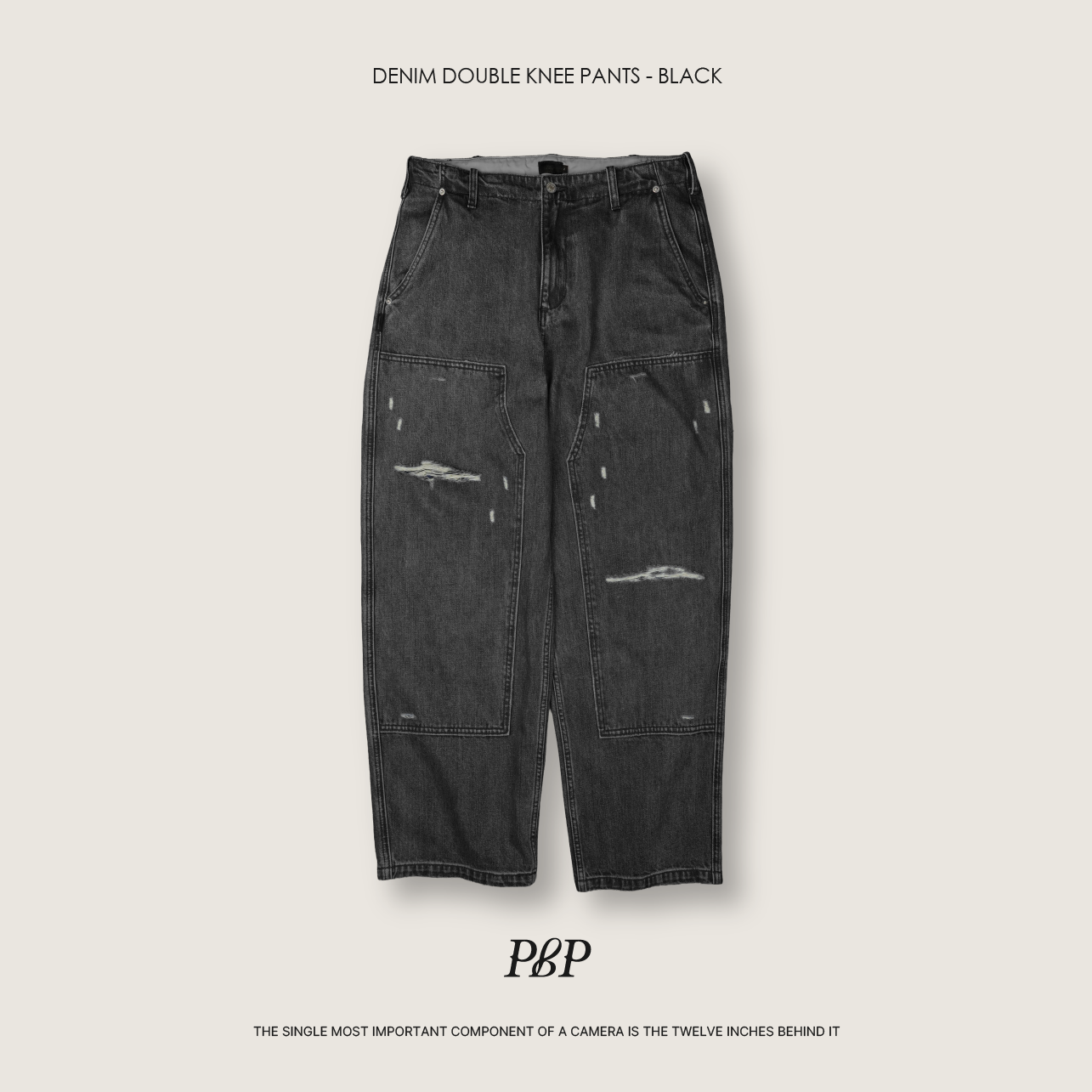 P.B.P - DENIM DOUBLE KNEE PANTS  - BLACK