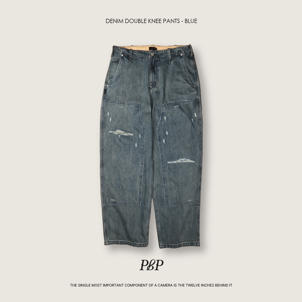 P.B.P - DENIM DOUBLE KNEE PANTS  - BLUE