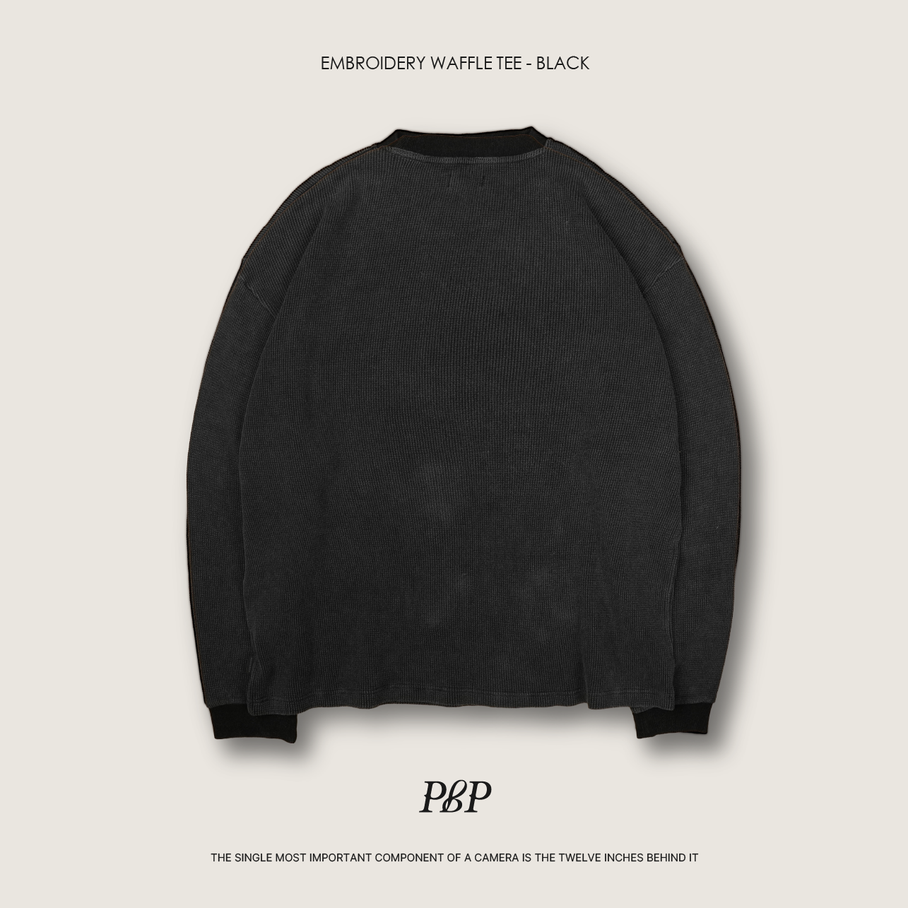 P.B.P - EMBROIDERY WAFFLE TEE  - BLACK