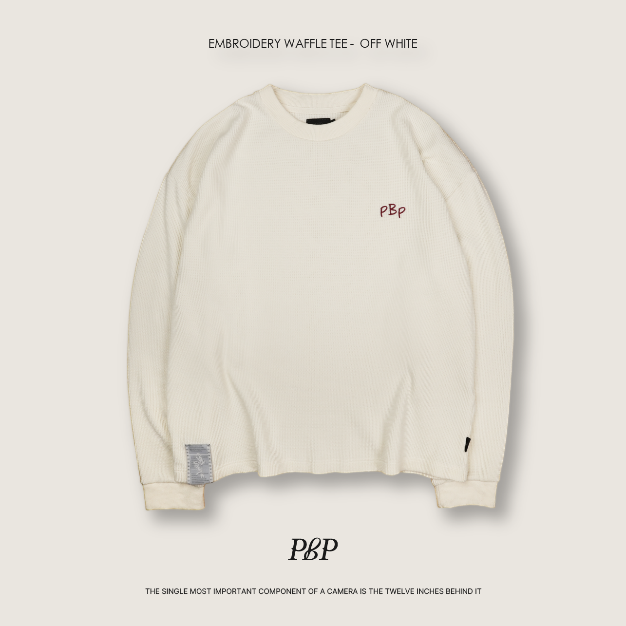 P.B.P - EMBROIDERY WAFFLE TEE  - OFF WHITE