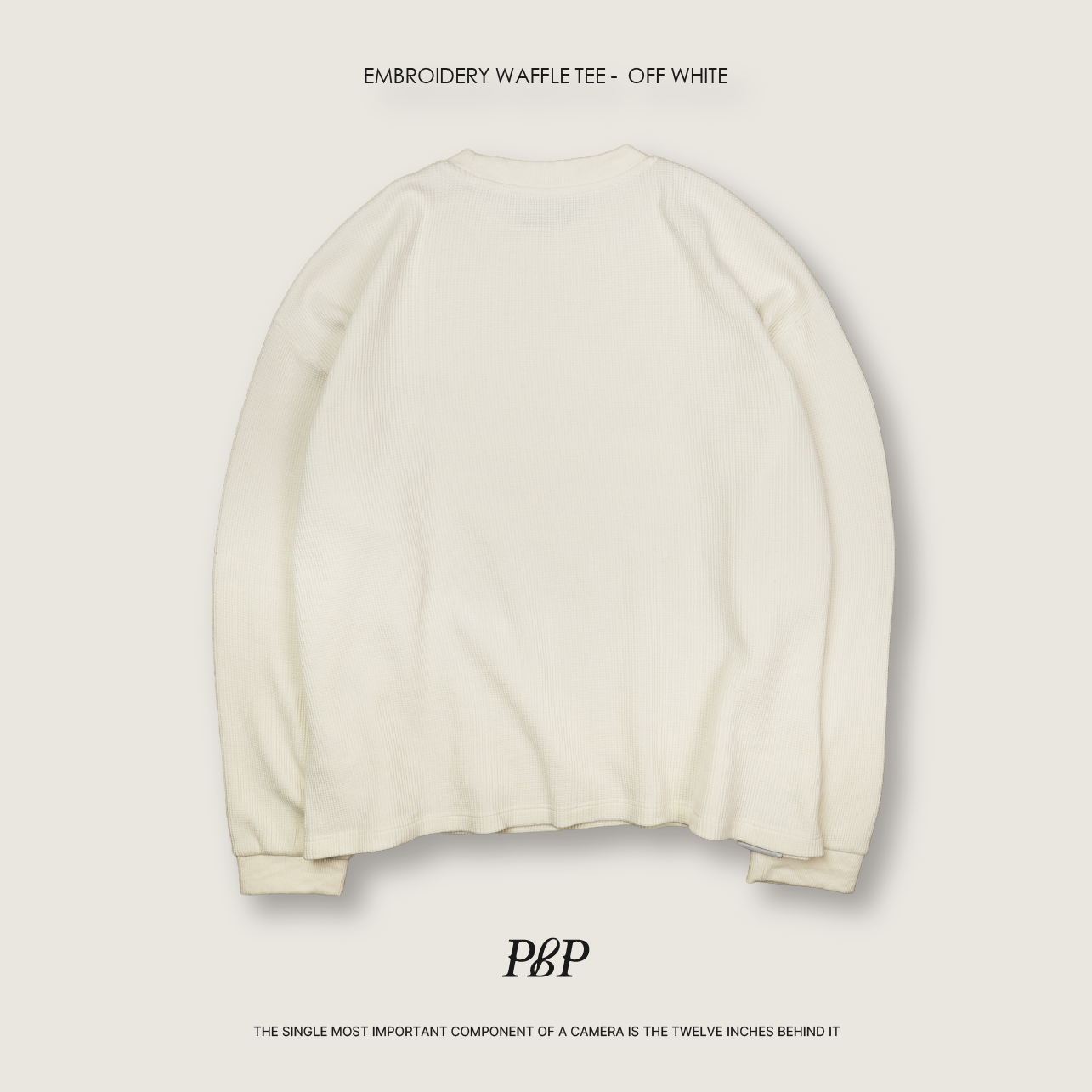 P.B.P - EMBROIDERY WAFFLE TEE  - OFF WHITE