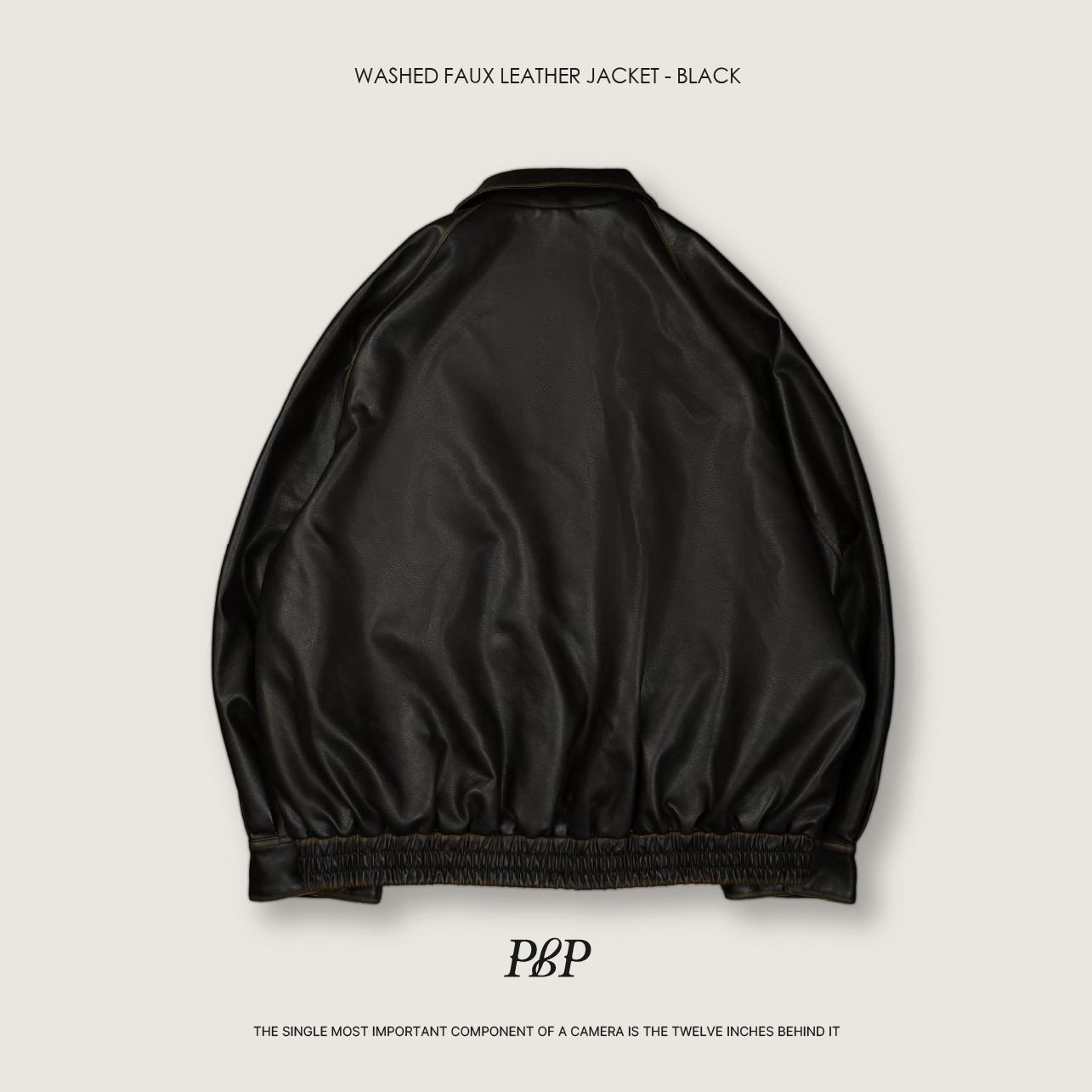 P.B.P - WASHED FAUX LEATHER JACKET  - BLACK