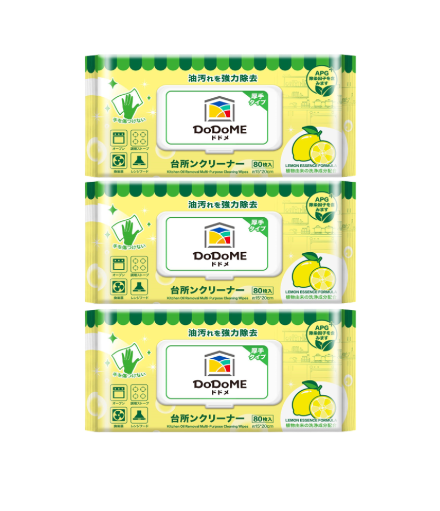 TS012 DoDoME 除油天王廚房濕巾 80枚（檸檬味）一套3包