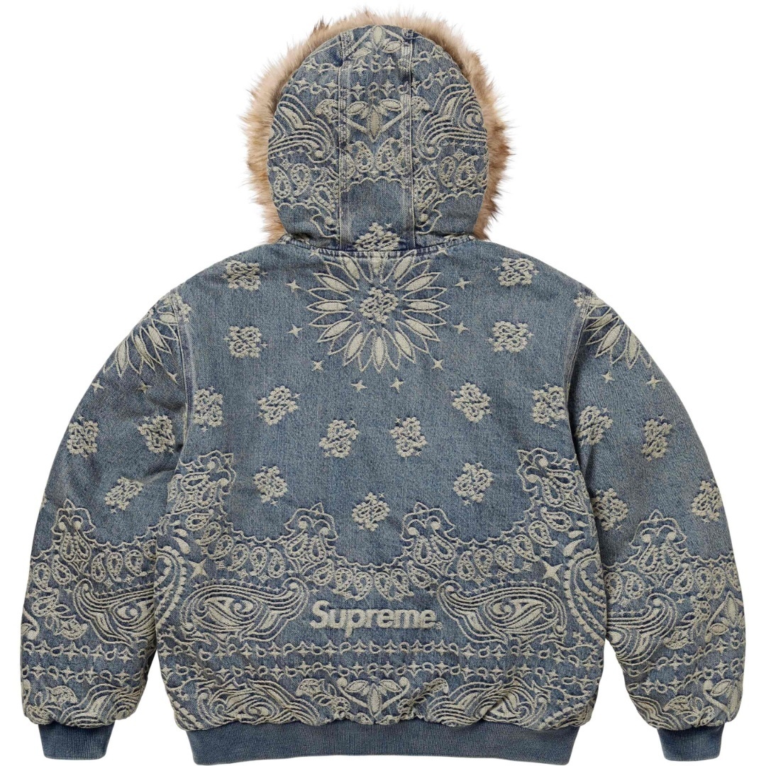 SUPREME SS25 BANDANA JACQUARD DENIM HOODED WORK JACKET 外套