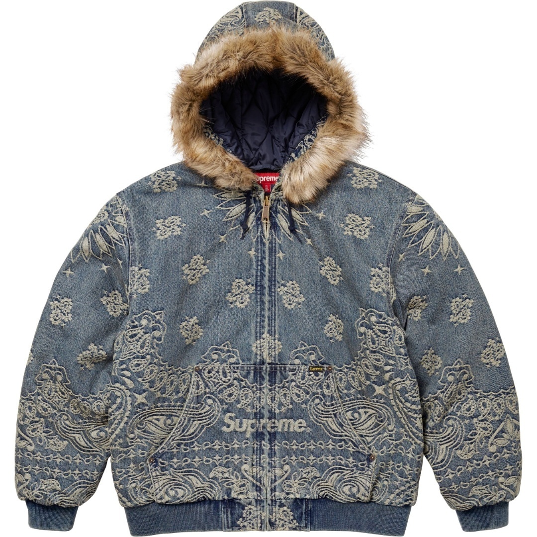 SUPREME SS25 BANDANA JACQUARD DENIM HOODED WORK JACKET 外套