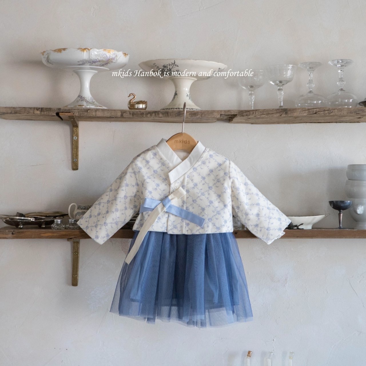 Mkids Blue Plum Blossom One-piece Set