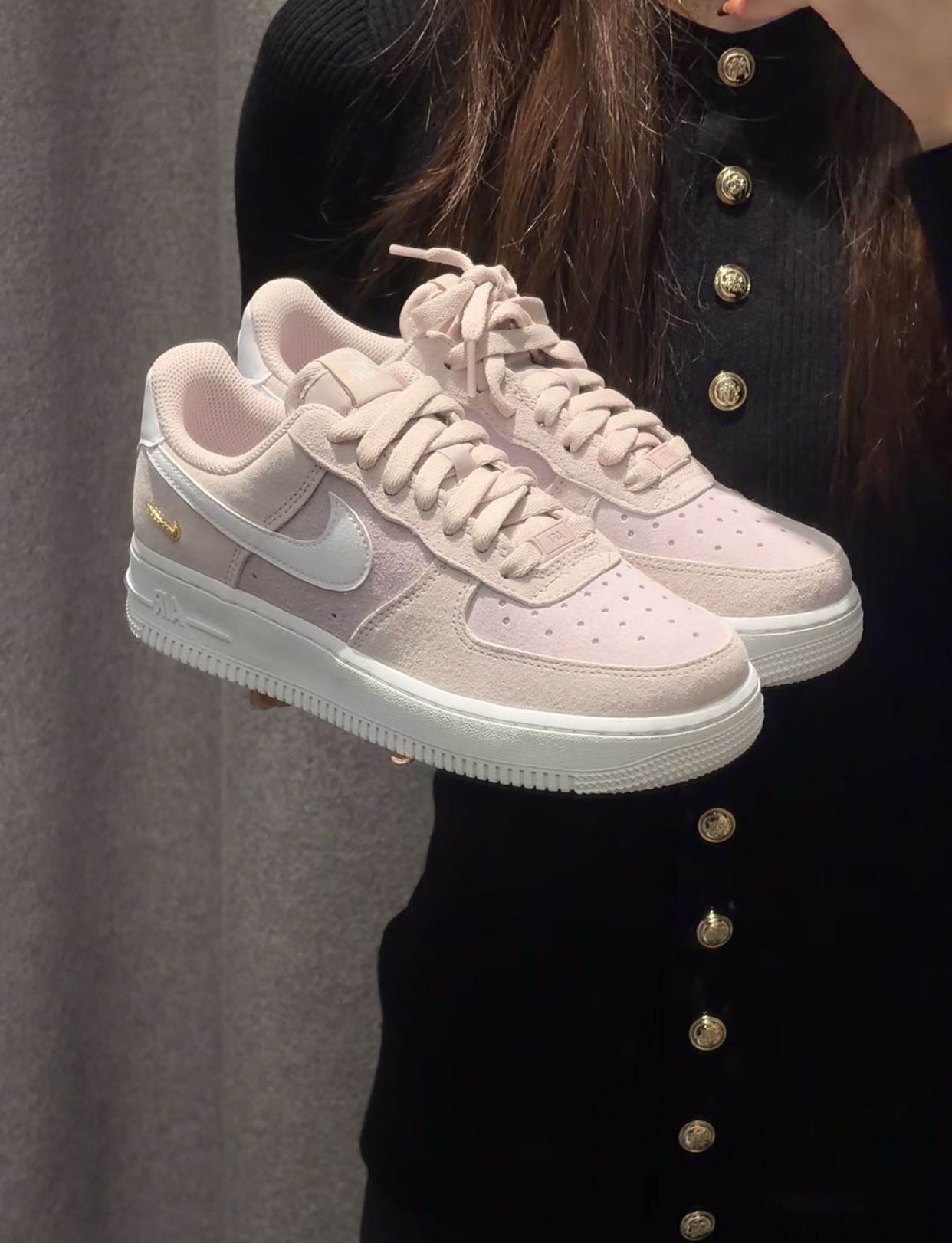 【預訂】NIKE AIR FORCE 1  小金剔麂皮淡紫羅蘭粉-WOMEN