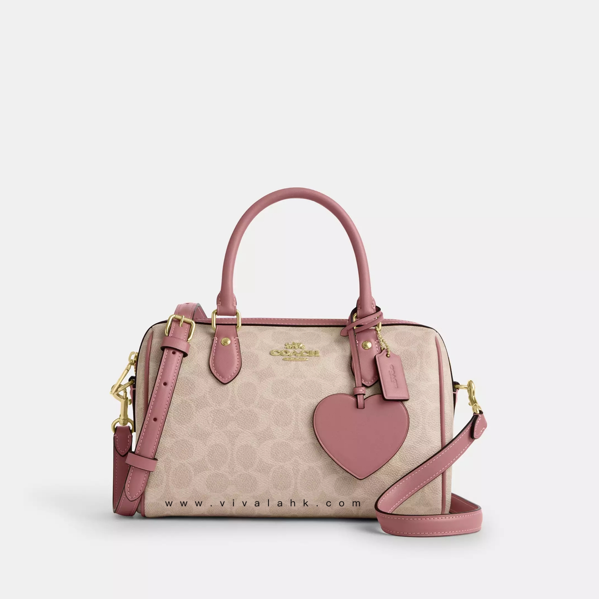 Coach - Rowan 手提+斜孭多用袋 (C字暗花) (心型掛飾) (CDB21)