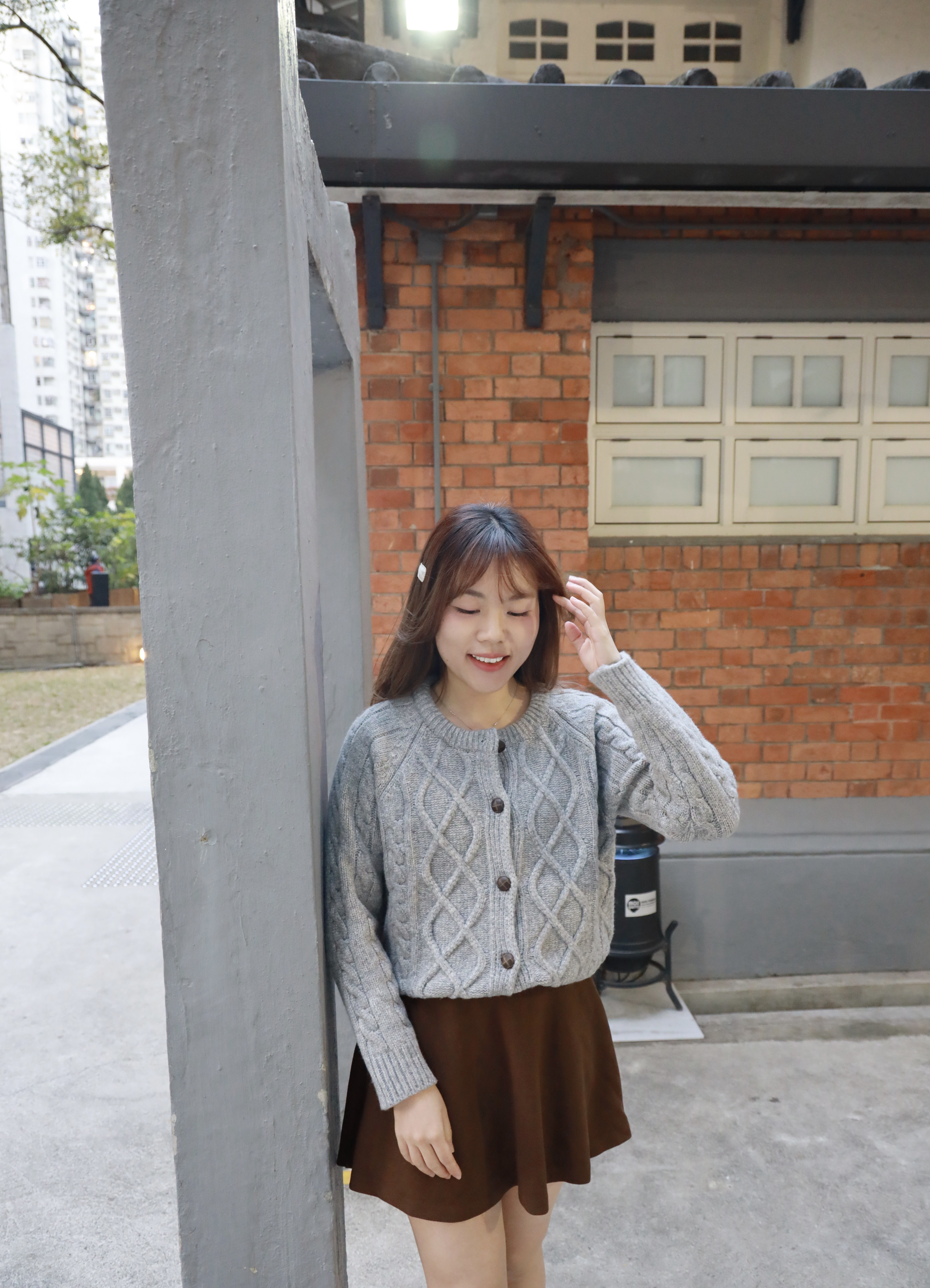 ||CA195|| 菱格針織親切大釦外套