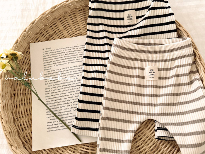 正韓春valu_bebe 兩色條紋日常內搭褲