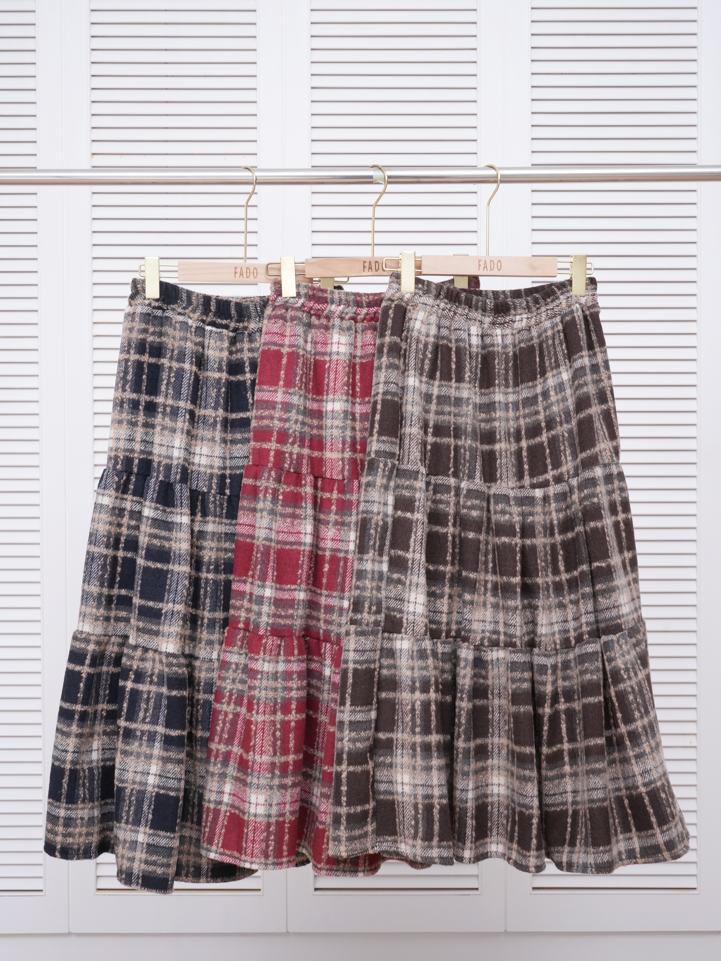 法朵Fado shop｜格紋毛呢蛋糕長裙 493A003 三色