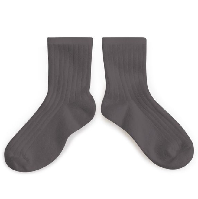 (預購) COLLEGIEN 羅紋短襪 La Mini - 784 Gris Galet 岩灰