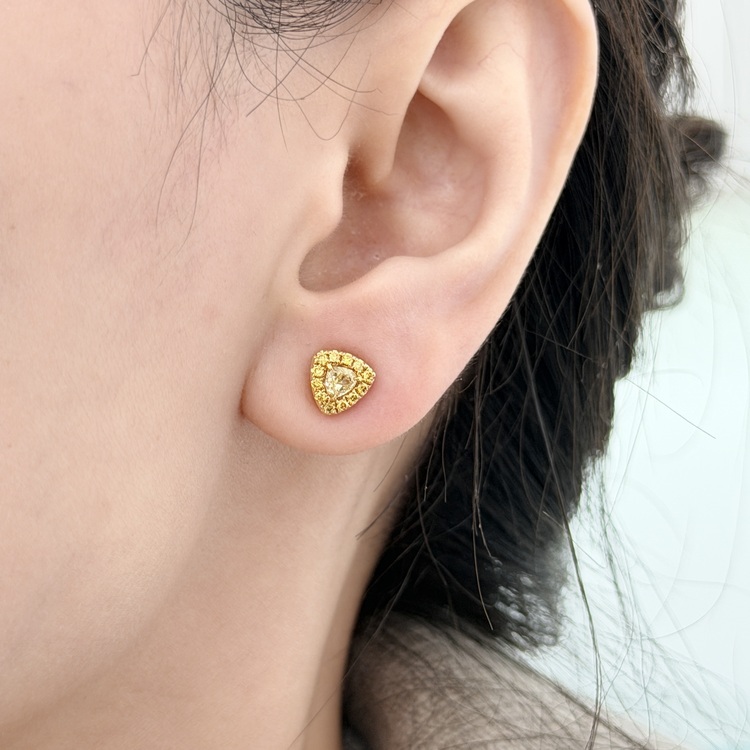 天然黃鑽鑽石耳環