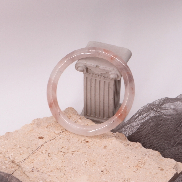 【天然石水晶手鐲】圈口尺寸58～59 淡彩水墨桃花釀