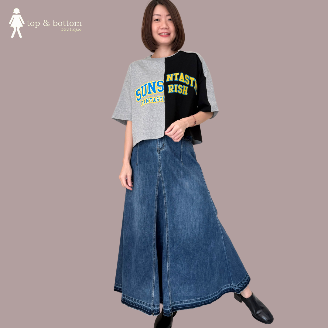 SHORT SLEEVE 2 TONE WORDING SHORT TEE