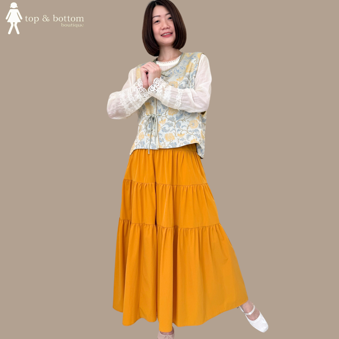 SILKY BROCADE FLORAL ORIENTED VEST