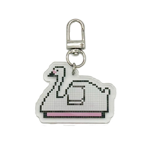 8bit Acrylic Keychain  Swan Boat Pink
