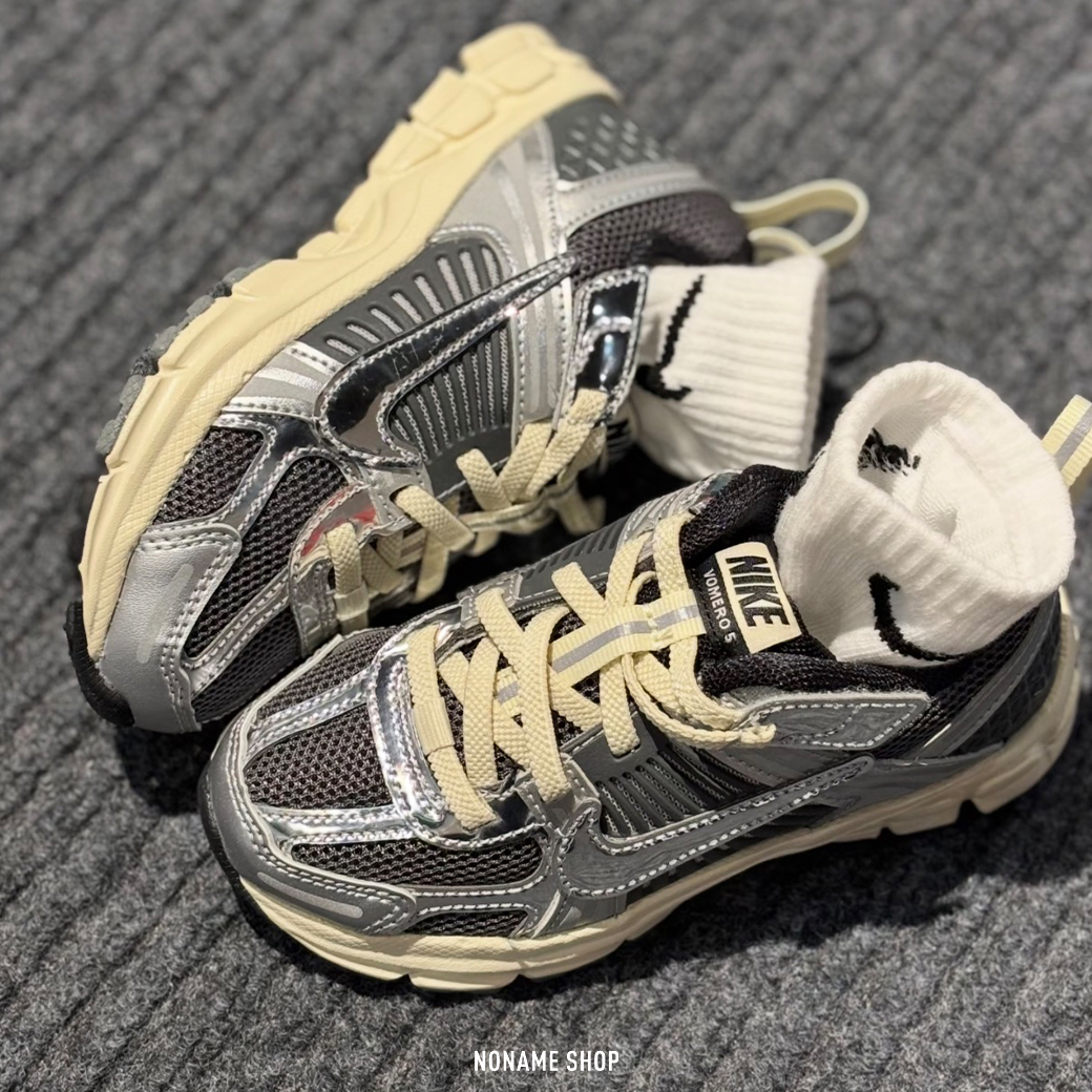 NIKE ZOOM VOMERO 5 小朋友 復古 老爹 鐵灰銀 奶油底 (中童/小童)