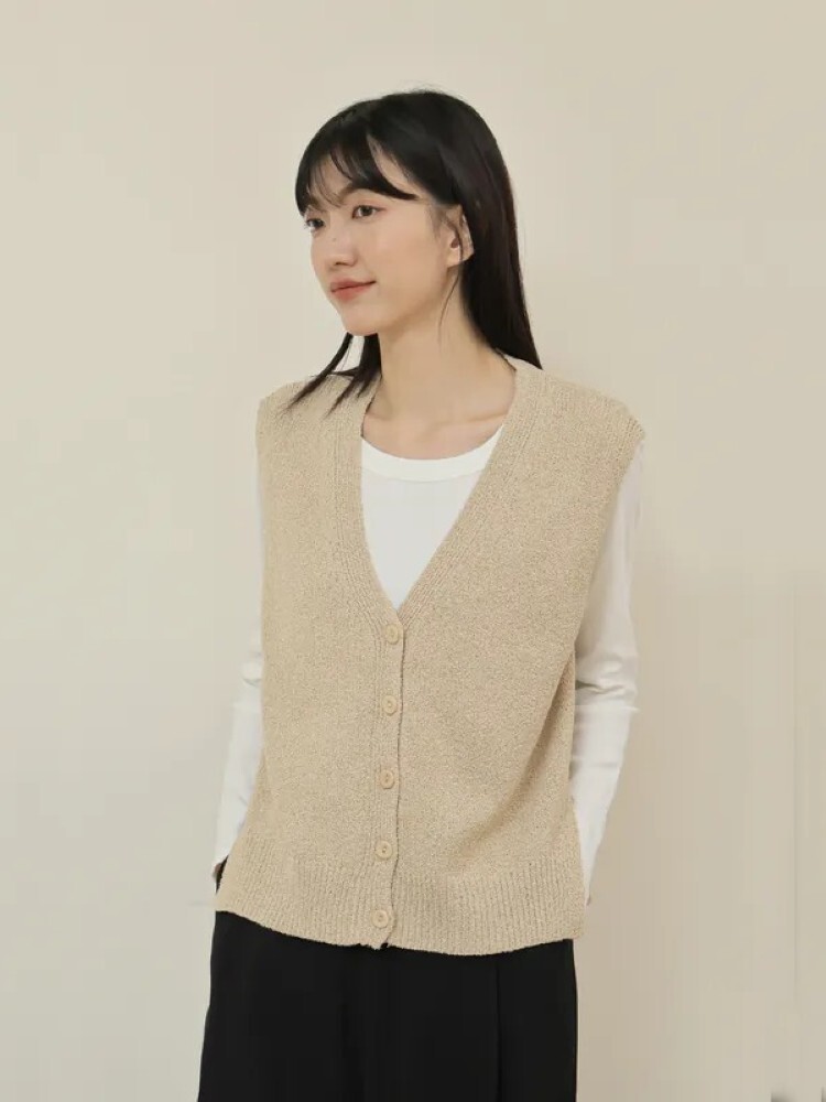 2603小側開排釦針織背心