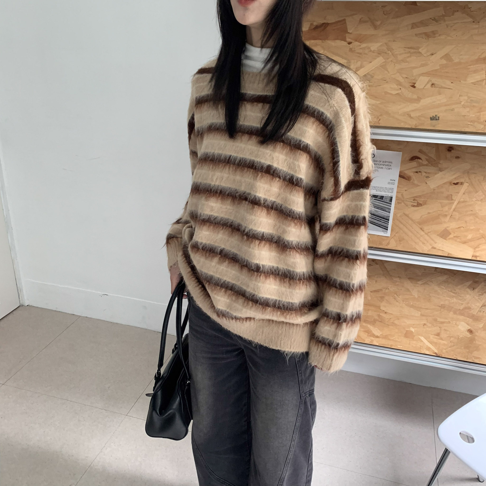 ISA_暖冬特調 漸層感條紋慵懶寬鬆毛衣_51239